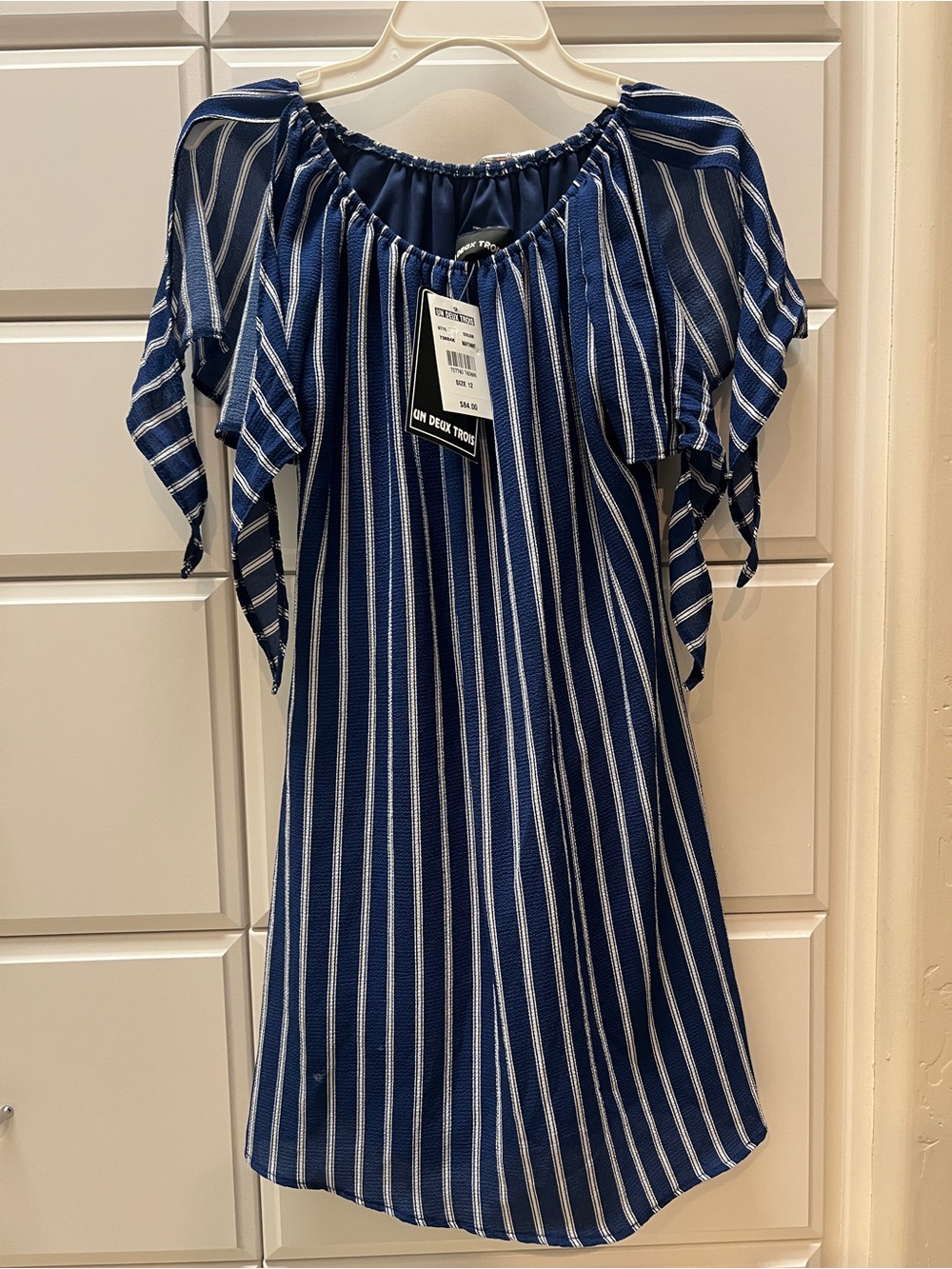 Un Deux Trois Navy and White Striped Dress